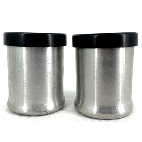 Turner Specialty Aluminum Salt & Pepper Shaker Black Lids 2.25" MCM - Picture 2 of 11